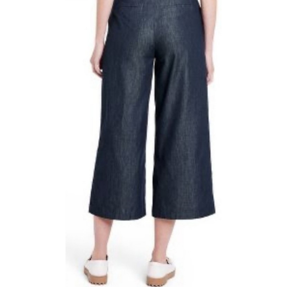 Kika Vargas×Target Wide leg Scallop edge pocket Cropped pants Indigo Blue Size 2 - Picture 3 of 14